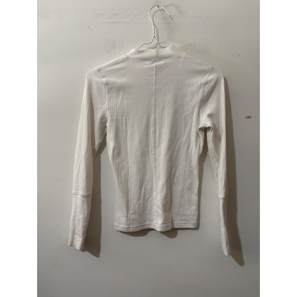 Free People Intimately Ribbed Mock Neck Long Sleeve Top Ivory White Small Cotton - Picture 6 of 6
